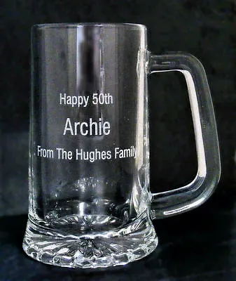 £7.99 • Buy Personalised Engraved Glass Tankard 40th 50th Or 60th Birthday Gift In Box RH