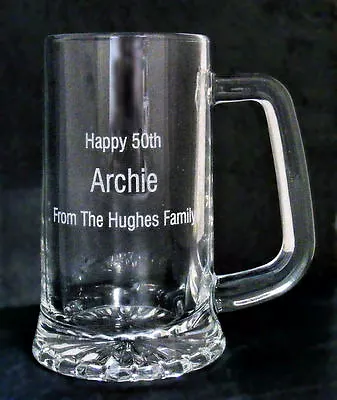 Personalised Engraved Glass Tankard 40th 50th Or 60th Birthday Gift In Box RH • £7.99