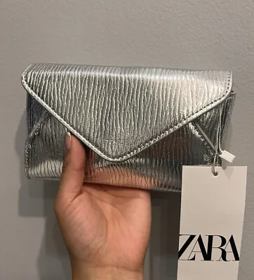 $40 • Buy ZARA NEW WOMAN SS23 SILVER CROSSBODY CLUTCH BAG REF:6432/910- New With Box