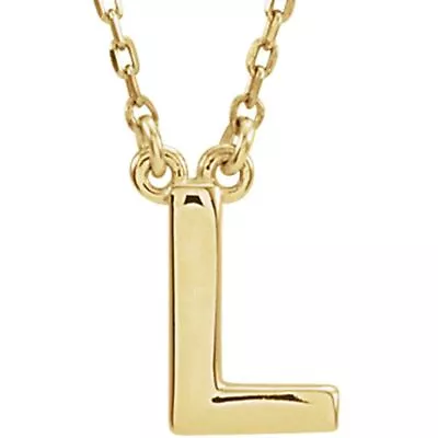 Precious Stars Unisex 14K Yellow Gold Block Font L Initial Necklace • $244