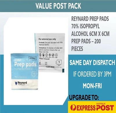 $12.25 • Buy 200 PC -Reynard 6 X 6cm Alcohol Pads/Swabs/Wipes - Medical Sterile Isopropyl 70%