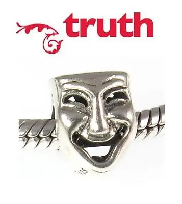 £16.49 • Buy TRUTH PK 925 Sterling Silver Comedy / Tragedy Mask Charm Bead, Acting Theatre
