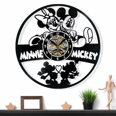 Minnie Mouse Vinyl Wall Clock Art Home Decor Gift For Birthday Holiday Christmas • £19.14