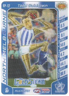 2016 AFL TEAMCOACH [3D FOOTY POWER CARD] FP-12 Todd GOLDSTEIN (NORTH MELBOURNE) • $3