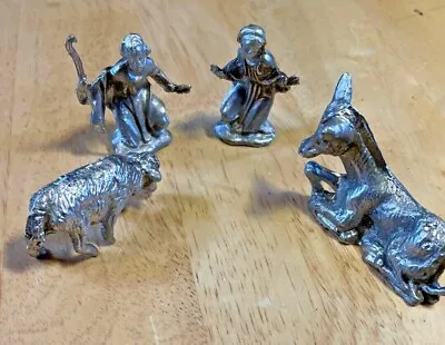 Vtg Lot 4 Small Cast Metal Manger Animals DonkeySheepJoseph And Virgin Mary • $29.95