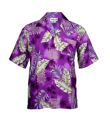 Mens Hawaiian Shirt Stag Beach Hawaii Aloha  Summer Holiday Fancy Purple Leaf • $11.18