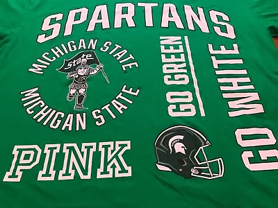 Victoria Secret PINK T Shirt Collegiate Michigan State Spartans Green Sz Large • $9.30
