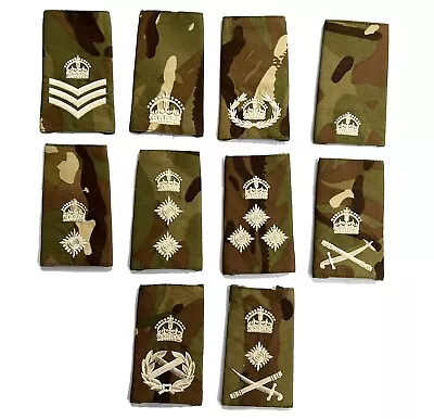 Pair Ivory On MTP Rank Slides Epaulettes - Kings Crown - Multi Terrain Pattern • £3