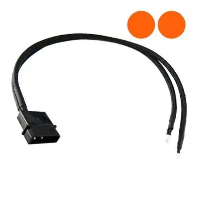 XSPC Twin Wired Orange 5mm LEDs With 4Pin - Black - 30cm • £3.50