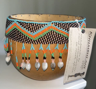 £10 • Buy BB South African Hand Crafted Gourd Pumpkin Bowl Pot With Colourful Beading