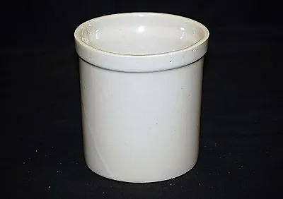 Old Vintage Cream Stoneware Crock Country Farm Kitchen Tool Decor Unknown Makr B • $29.99