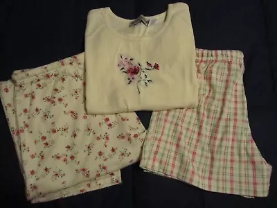 Vintage Seventh Avenue Womens 3pc Flower Lounge Pajama Pant Set Size Medium • $19.99