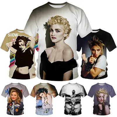 Singer Madonna Harajuku Casual Women Men T-Shirt 3D Print Short Sleeve Tee Top • £9.59