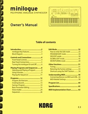 Korg Minilogue Analogue Synthesizer OWNER'S MANUAL  • $34.10