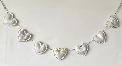 Heart Garland Bunting In Laura Ashley Truffle & Natural Fabrics Gingham Wilton • £11.95