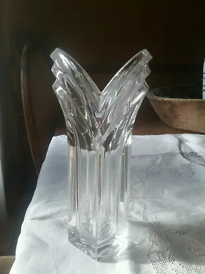 Mikasa Art Deco Pattern V-shaped Crystal Glass Flower Vase  • $25