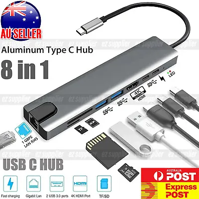 $20.98 • Buy 8in1 USB-C Type C HD Output 4K HDMI Usb 3.0 HUB Adapter For MacBook IPad Pro HOT