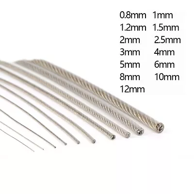 £3.20 • Buy 0.8mm - 12mm Wire Rope Cable Stainless Steel A2 Rigging Plastic Coated Wire PVC