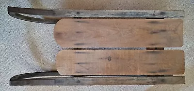 Nice Vintage Weathered Antique Wood Metal Rail Sled Wood 30  Decor  Conversation • $87.90