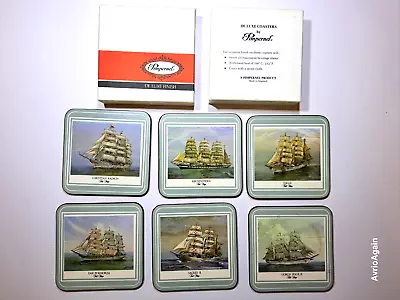 PIMPERNEL Vintage Set Of 6 TALL SHIPS Coasters De Luxe Finish Boxed T5 • $38