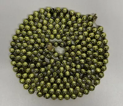 Vtg Mercury Glass Bead Garland Chartreuse Green/Gold 8.5 Ft  1/4” Bead Christmas • $30