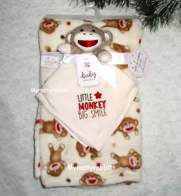 Baby Starters Sock Monkey Blanket And Nunu Set Lovey - 30x36 New • $34.95