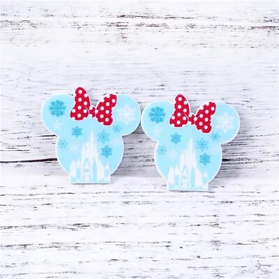 2 X 44mm MINNIE MOUSE LASER CUT FLAT BACK RESIN HEADBANDS HAIR BOWS CARD MAKING • £0.99