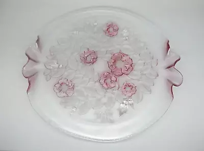 Mikasa Pink Rosella Crystal Glass Round Plate Platter • $22