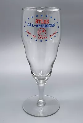 Atlas Beer Glass Goblet / Vtg Tavern Barware Advertising / Man Cave Bar Decor • $5.99