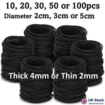 £1.48 • Buy Black Hair Bands Elastics Bobbles Thin Thick Women Girls Kids Endless School Set
