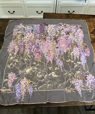 Vintage Gucci 100% Silk Scarf Flower Pattern Wisteria Hand Sewn Trim Lavendar • $155