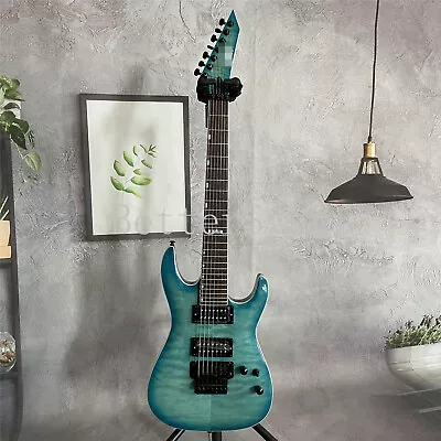 7 String Electric Guitar Blue Solid Body Rosewood Fretboard Floyd Rose Bridge • $253.80