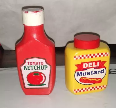 Melissa & Doug Pantry Products  Deli Mustard & Tomato Ketchup Wooden Replacement • $11.95