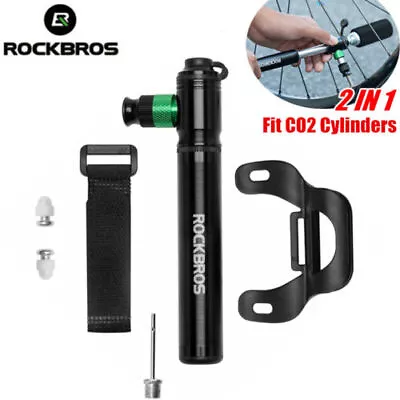 ROCKBROS 2in1 Bike Pump Bicycle CO2 Cylinders Schrader Presta Inflator Adapter • $19.89