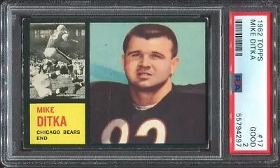 1962 Topps #17 Mike Ditka RC PSA 2 Chicago Bears HOF U. Of Pittsburgh • $284