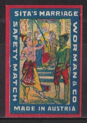 Old Matchbox Label Austria Sita's Marriage Worman & Co • $2.99