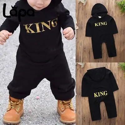 Newborn Baby Boys Bodysuit Tracksuit Toddler Kids Infant Clothes Hoodies Outfits • £10.39