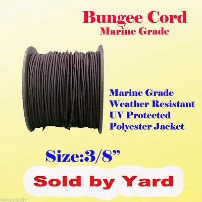 3/8  X  Sold By Yard Premium Marine Grade Bungee Shock Stretch Cord UV Black • $2