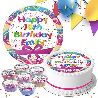 Colourful Birthday Personalised Edible Cake Topper & Cupcake Toppers E046 • £6.09