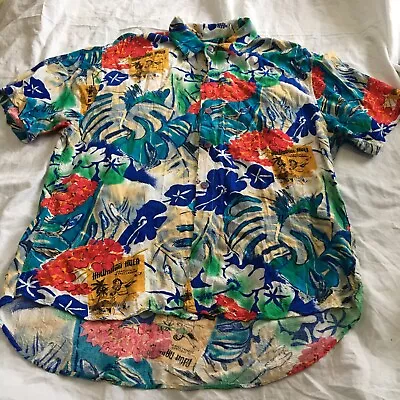 Vintage Jams World Men Hawaiian Hula Girl Large Button Camp Rayon Missing Button • $42.80