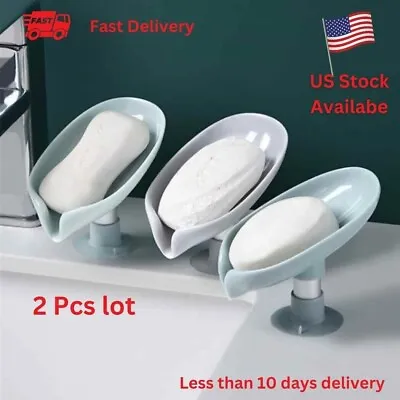 2pcs Drain Soap Holder/Dish Leaf Shape With Suction Cup • £7.71