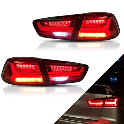 $199.99 • Buy LED Red Taillights For 2008-2017 Mitsubishi Lancer EVO X Sequential VLAND LH+RH