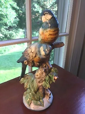  Capodimonte - Porcelain Figurine Of Blue Canary Birds C. Mollica • $129