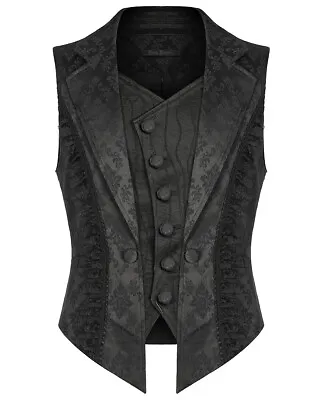 Punk Rave Mens Dark Gothic Aristocrat Jacquard Waistcoat Vest - Victorian Damask • $105.77