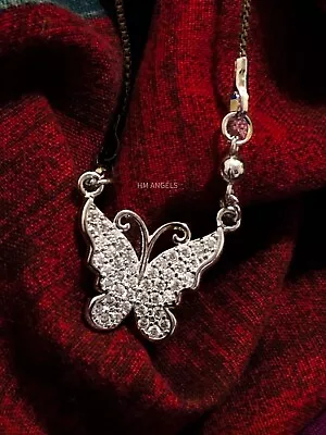 Necklace For Women With Butterfly Pendent Silver Chain Jewelry Unique Looks Gift • £9.99