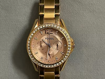 Fossil Rose Gold Tone Day Date New Battery • $15.95