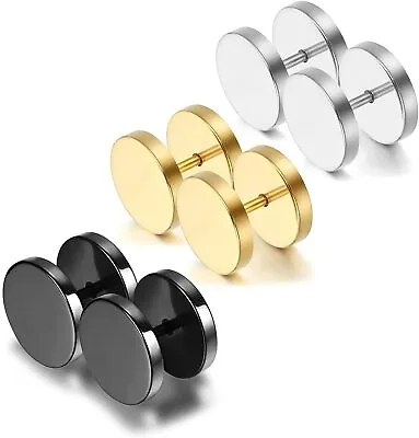 2pcs Stainless Steel Fake Plugs Cheater Illusion Ear Gauges Tunnel Stud Earrings • $5.89