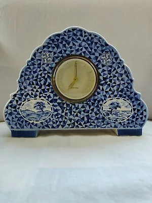 Antique Delfts Handpainted Mantle Clock West Germany Mercedes NOT RUNNING  • $75