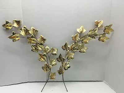 2 Vintage Wall Hanging Spray Leaves Branch Brass Copper Welded Metal Art MCM • $17.49