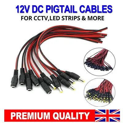 5.5mm X 2.1mm UK Male Or Female WIRED DC Power Pigtail Connector Cable Jack Plug • £2.95